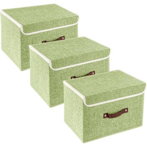 Faltbare Aufbewahrungsboxen mit Deckel, 3er-Set, Grün (1/5)