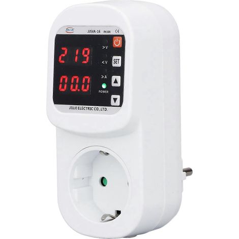 Protection contre les surtensions et les surintensités, prise réglable 16 A, 140-210 V ou 230-300 V, avec témoin lumineux (LED).