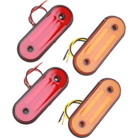 Feux latéraux camion 12LED 12V-24V 1200LM Rouge Ambre, 4 pièces indicateurs de gabarit pour fourgonnette remorque (1/5)