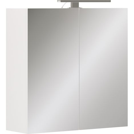 Badspiegelschrank Lavio, Weiß, 60 x 60 cm mit LED-Beleuchtung, Vicco