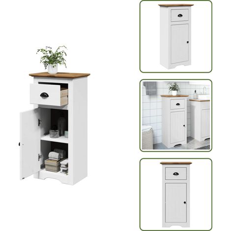Mobile da bagno con cassetto - vidaXL Mobile da Bagno BODO Bianco e Marrone 44x30x90 cm - Mobile da bagno bianco e marrone