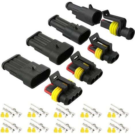 Voiture Étanche Électrique Fil Connecteurs, Kit Prise Fiche Connecteur Électrique Imperméable Voiture (1 Pin, 2 Pin, 3 Pin, 4 Pin) (1/5)