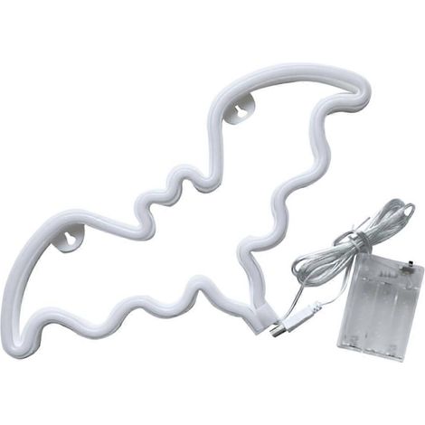 Lampe néon LED chauve-souris pour Halloween, sans piles, en forme de chauve-souris, idéale pour la décoration d'Halloween et d'automne. (1/5)