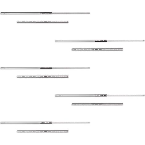 Emuca Juego de guías para cajones, de bolas, 17x 438 mm, extracción parcial, Cincado, 5 ud. -