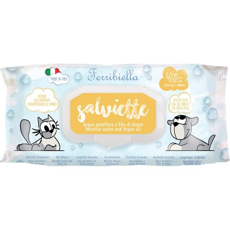 Salviette acqua micellare e olio di argan per cani e gatti: 1 pezzo