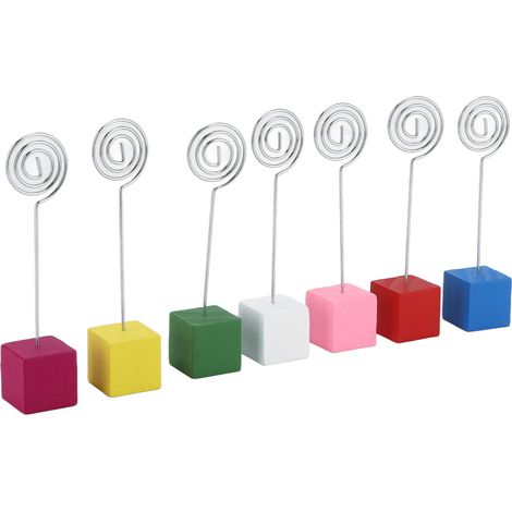 Porte-plaques de table portable minimaliste en bois coloré, composé de 7 pièces, idéal pour décorer photos, cartes et notes. (1/5)