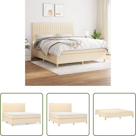 Matratze - Boxspringbett mit Matratze Creme 180x200 cm Stoff (1/5)