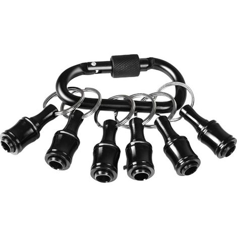 Porte-embout hexagonal 1/4 pouce, rallonge pour embout de tournevis, adaptateur de vis porte-clés, support de perceuse noir (1/5)