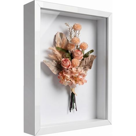 Cadre Photo Profond à Remplir 20x29 cm, Cadre 3D A4 avec Plexiglas pour Objet, Photos, DIY Artistique, Médailles, Fleurs Séchées - Décoration Murale ou de Table (Blanc) (1/5)