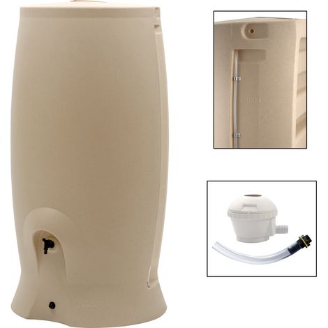 EDA – Récupérateur d'eau de pluie 500 L rotomoulé – Résistant au gel et UV – Kit collecteur adaptable 6,5 à 10 cm – Bouchon de sécurité et robinet (1/7)