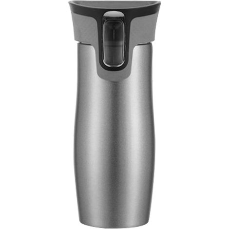 Gobelet isotherme double paroi en acier inoxydable 450 ml argenté, bouteille d'eau chaude froide à pression unique vide. (1/5)