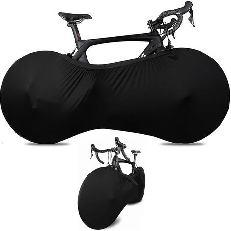 Funda para bicicleta, resistente al polvo, lavable y elástica, para interior y exterior, ideal para bicicletas de montaña y carretera (negra) (1/5)