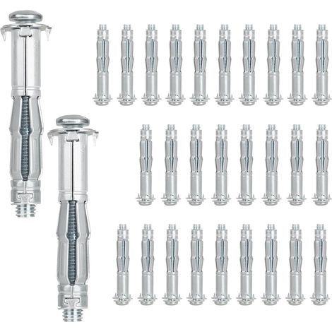 Lot de 30 chevilles M8 x 65 mm galvanisées pour murs creux - Chevilles à expansion avec vis - Chevilles auto-perceuses pour plaques de plâtre - Pour fixation dans les plaques de plâtre (1/5)