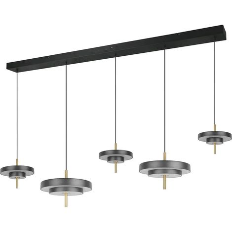 [GEBRAUCHT] B-Ware Trio Lighting Pendelleuchte Hängelampe Led Keaton Schwarz Goldfarben Dimmbar Cct