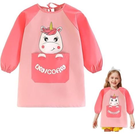 Tablier Peinture Enfant, Blouse Peinture Enfants, Tablier Licorne Enfant 3-8 ans, Imperméable Tablier de Peinture Enfant Tablier
