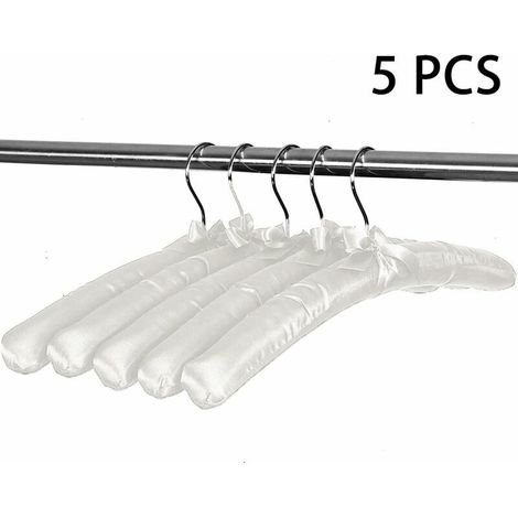 Cintres rembourrés en satin blanc, pour pulls, robes de mariée, manteaux, chemisiers et robes en soie. (1/5)