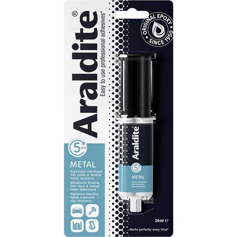 Colla epossidica bicomponente - ARALDITE - 24 ml - Speciale metalli - Alta resistenza - Riparazione durevole (1/4)