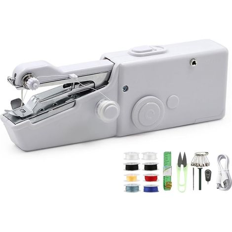 Anlising Machine à Coudre Manuelle, Machine à Coudre Portable, Mini Machine a Coudre, Machine a Coudre a Main, Débutant Mini Machine a Coudre Portable, pour Vêtements, Coupe, DIY (Blanc)