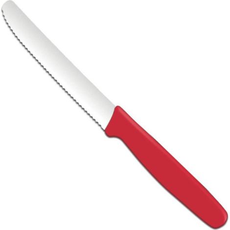 Couteau Utilitaire - Lame Dentelée 112 mm - Longueur Totale 211 mm - Rouge - 1 Pièce