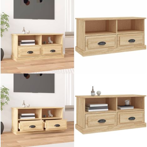 TV-Schrank Sonoma-Eiche 93x35,5x45 cm Holzwerkstoff - TV Schrank - Holzwerkstoff Möbel - Sonoma Eichenfarben - Wohnzimmer Einrichtung - Regal - Home & Living