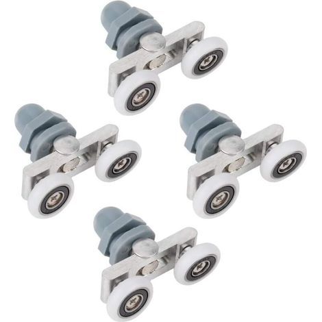 Lot de 4 roulettes doubles pour porte de douche haut et bas - Pas de bruit - Double rouleau coulissant - 23 mm (1/5)