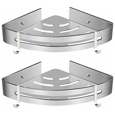 Etagère de Douche d’Angle, Etagère de Salle de Bain Sans Forage Panier Rangement Douche Aluminium Murale Adhésive Serviteur de Douche Organiseur pour Shampoing(Triangle, 2 Pièces)