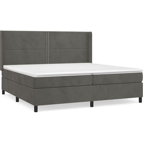 Maison Exclusive - Giroletto a Molle con Materasso Grigio Scuro 200x200 cm Velluto