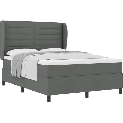 Maison Exclusive - Letto a molle con materasso Grigio scuro 140 x 200 cm Tessuto