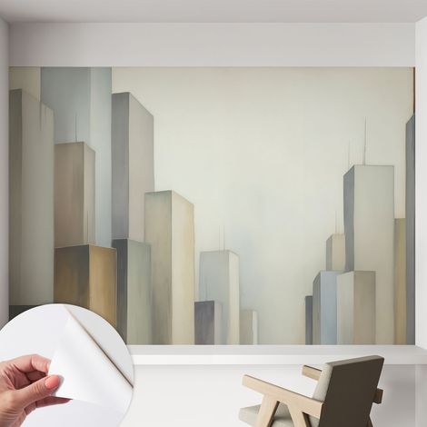 Papier peint autocollant adhésif avec imprimé motifs uniques apparence moderne Gratte-ciel urbains 152x104 cm (1/5)