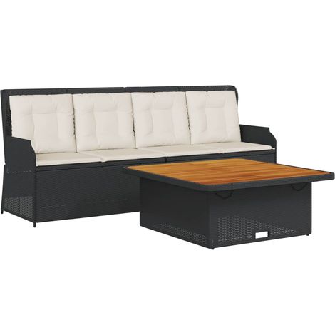Maison Exclusive - 3-tlg. Garten-Sofagarnitur mit Kissen Schwarz