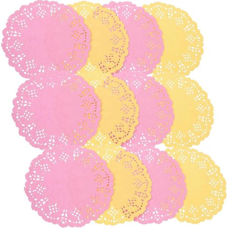 Napperons en papier dentelle, set de table fleuri pour la maison, 2 sachets de sous-verres en papier coloré (1/5)