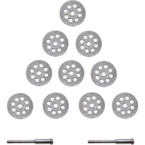 10 Pcs Disque Diamant Coupe de Diamant Matériaux 22 mm + 2 x Mandrin en Acier au Carbone Fraiseuses à Lamelles PourIdéal Pour la Coupe Pierres Précieuses, Verre, Céramique, Porcelaine, Carreaux