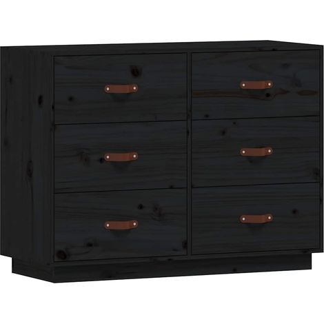 Maison Exclusive - Credenza Nera 100x40x75 cm in Legno Massello di Pino