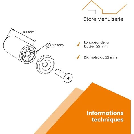 White Stop Stoppers, 40 mm, Washers and Screws for Blinds and Roller Shutters - Buffer Stoppers - Plugs for Roller Shutter Protection (1/4)