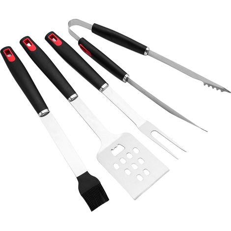 Ensemble d'Ustensiles de Barbecue  Acier Inoxydable Multifonction Ustensiles De avec Fourchette Et Pinceau pour Cuisine Plage Jardin Camping Fête Pique-Nique Papa Petit -