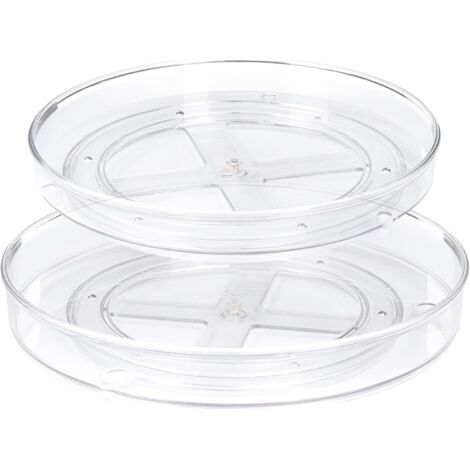 QORVA-Lot de 2 Lazy Susan Plateau Tournante de Cuisine Plateaux de Rangement Rotatifs à 360° pour Cuisine et Salle de Bain(27 x 4,6 cm + 23,5 x 3,8 cm)