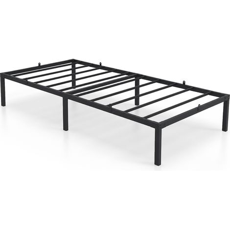 Lit en métal 90x190 cm Lit d'appoint pliant avec Cadre en Métal et Sommier à Lattes Noir 6 Pieds 10 Latters (1/5)