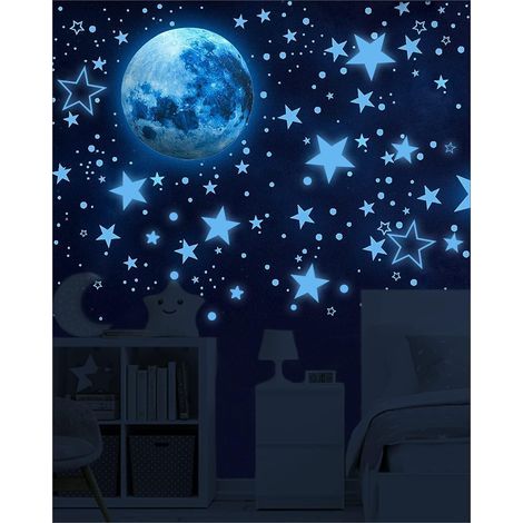 Autocollants fluorescents 1049 feuilles Étoiles phosphorescentes - autocollants pour enfants, plafond, autocollants fluorescents décoration de plafond chambre d'enfant (1/5)