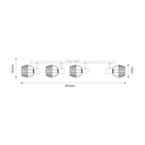 Zumaline COPA Barre de spots de plafond, noir, doré, rotin, 4x E14 (1/2)