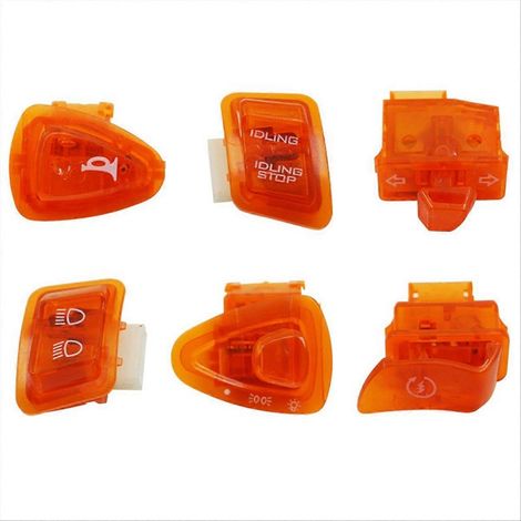 Lot de 6 boutons-poussoirs orange pour scooter/cyclomoteur GY6 50cc et 125cc. (1/5)