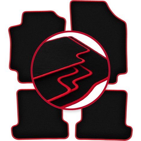 Alfombrillas de terciopelo con borde rojo para Peugeot 307CC cabrio (2003-2008) (1/5)