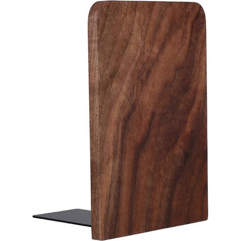 Support vertical en bois de hêtre avec serre-livres en forme de L et support métallique pour documents (1 pièce) (1/5)