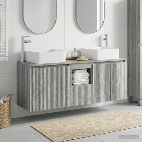 vidaXL Bathroom Cabinet Set 3 pcs Grey Sonoma 49.5 x 41 x 63 cm (1/5)