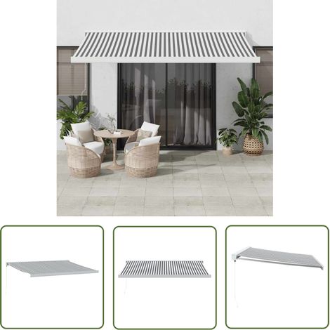 The Living Store Markise Einziehbar Anthrazit und Weiß 4x3 m Stoff und Aluminium - Gartenmarkise - Terrassenmarkise - Sonnensegel - Outdoor Möbel - Alu-Markise (1/5)