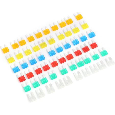 60 mini fusibles automobiles en plastique argenté, à tête plate, pour la protection de l'intérieur du véhicule (1/5)