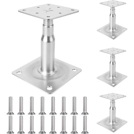 Lot de 4 supports de poteau réglables en hauteur de 100 à 130 mm - Support de poteau réglable pour clôtures, abris, pergolas, travaux de construction (1/5)