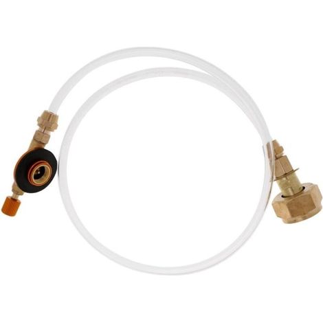 Adaptateur de remplissage de gaz – Raccord gaz en laiton et acier inoxydable – Tuyau haute pression transparent – Pour réservoirs plats (1/5)
