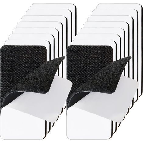 Lot de 16 bandes adhésives de 5 x 10 cm avec bande auto agrippante très résistante pour tapis, support résistant, ruban d'installation de fixation, suspension murale, tissu, canapé, industriel (1/5)