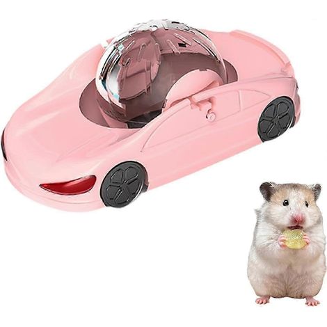 Balle de course pour hamsters, balle de fitness interactive pour hamsters, balle de sport avec roue, jouet à rouler pour hamsters, gerbilles et souris (rose) (1/5)
