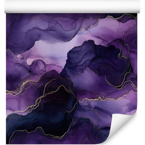 Papel pintado en violeta tinta, índigo y azul marino para salón y dormitorio, 50x1000 cm. (1/5)